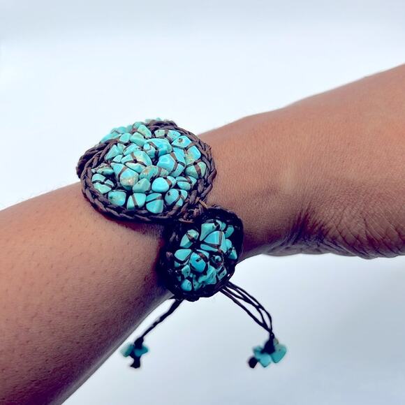 Mosaic Turquoise Stone Bracelet - Picture 7 of 12